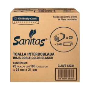 Caja de Sanitas, toalla interdoblada con 20 paquetes